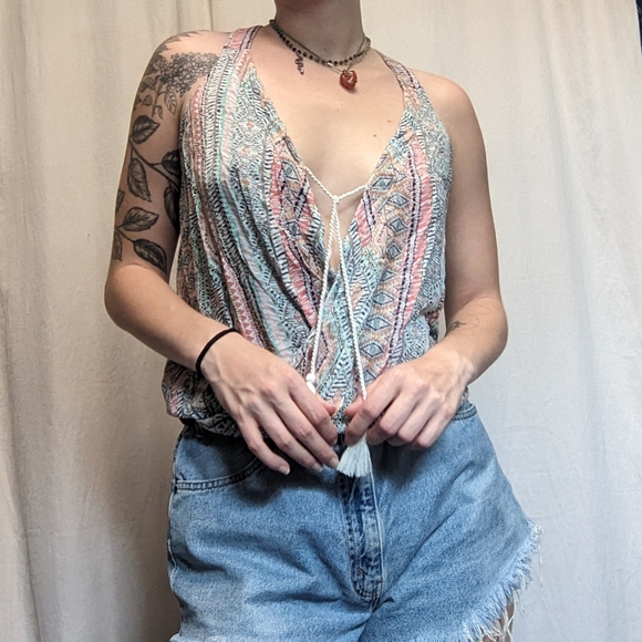 2/$25 Vintage Hollister Boho Deep V-Neck Top - Picture 5 of 10
